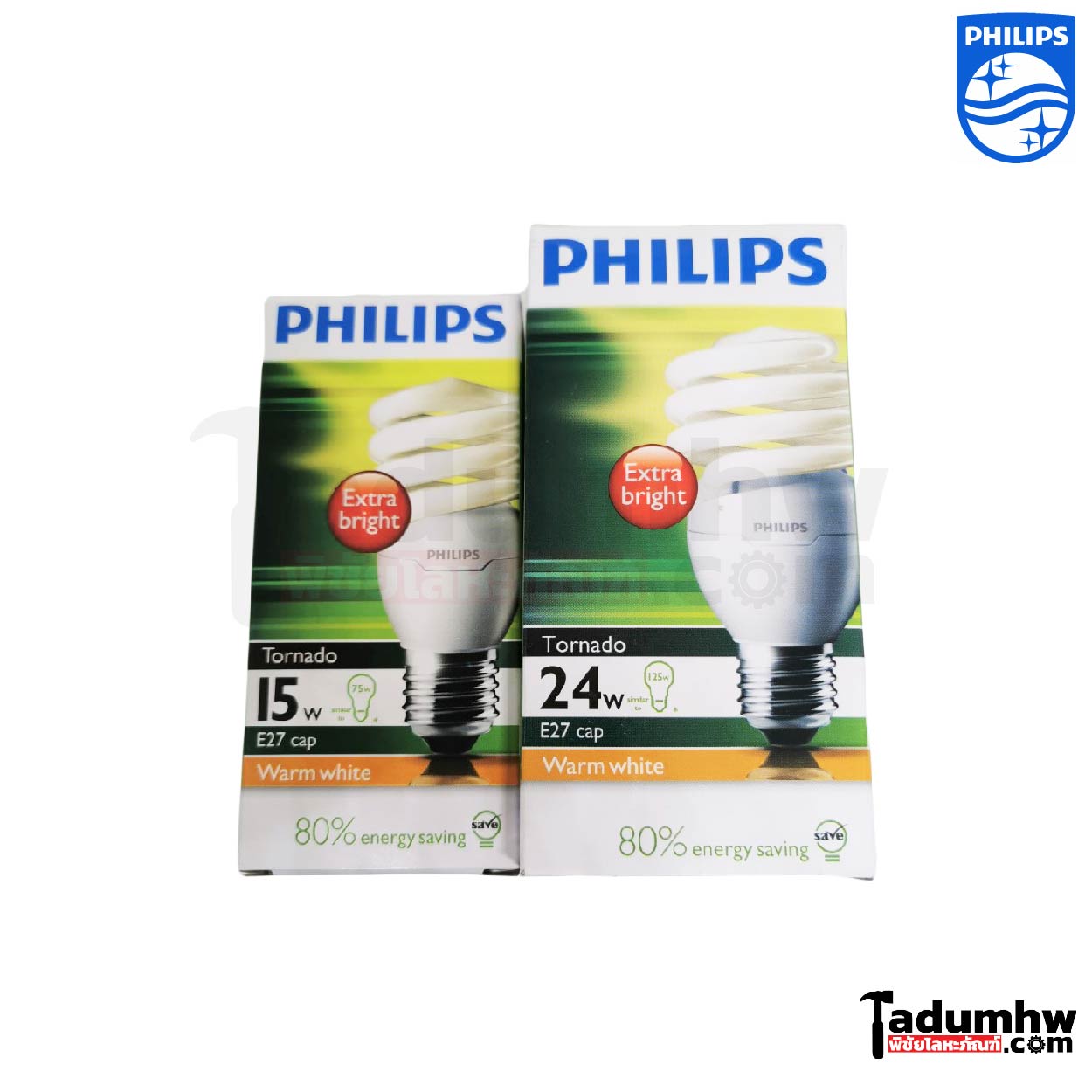 หลอดทอร์นาโด แสงส้ม 15-24w PL-01 PHILIPS หลอดทอร์นาโด ขั้วเกลียว E27 แสงเหลืองส้ม (Warm White) - Image 1